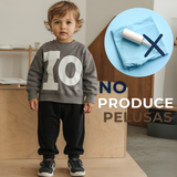 Buzo Bebé Niño Forrado en Polar Negro Pantalón