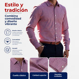 Camisa Huaso Cuadrillé Cuadro Manga Larga 100% Algodón Rojo Negro Casual