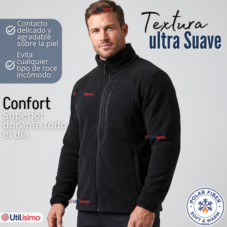 Polerón Térmico Micropolar Cuello Alto Hombre Negro Invierno