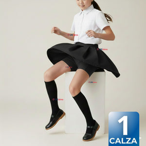 Calza Corta Escolar Pata Deportivas Niña Juvenil Color Negro