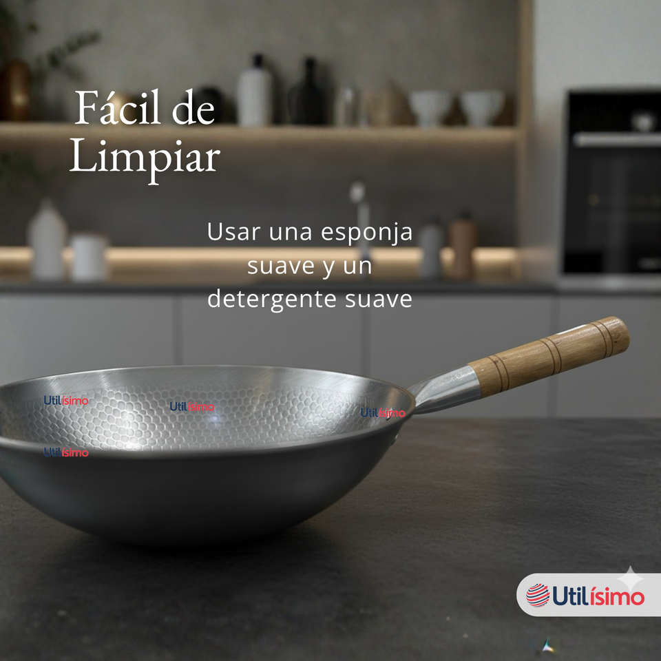 Sartén Wok Tradicional Chino De 37cm Acero Al Carbono