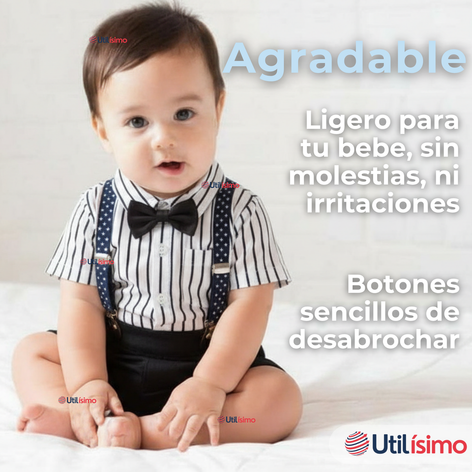 Conjunto de Vestir con Tirantes Camisa Pantalón Corto Algodón Niño