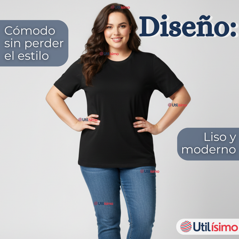 Pack 6 Camisetas Poleras 100% Algodón Básica Lisa Elástica Mujer Colores Surtidos