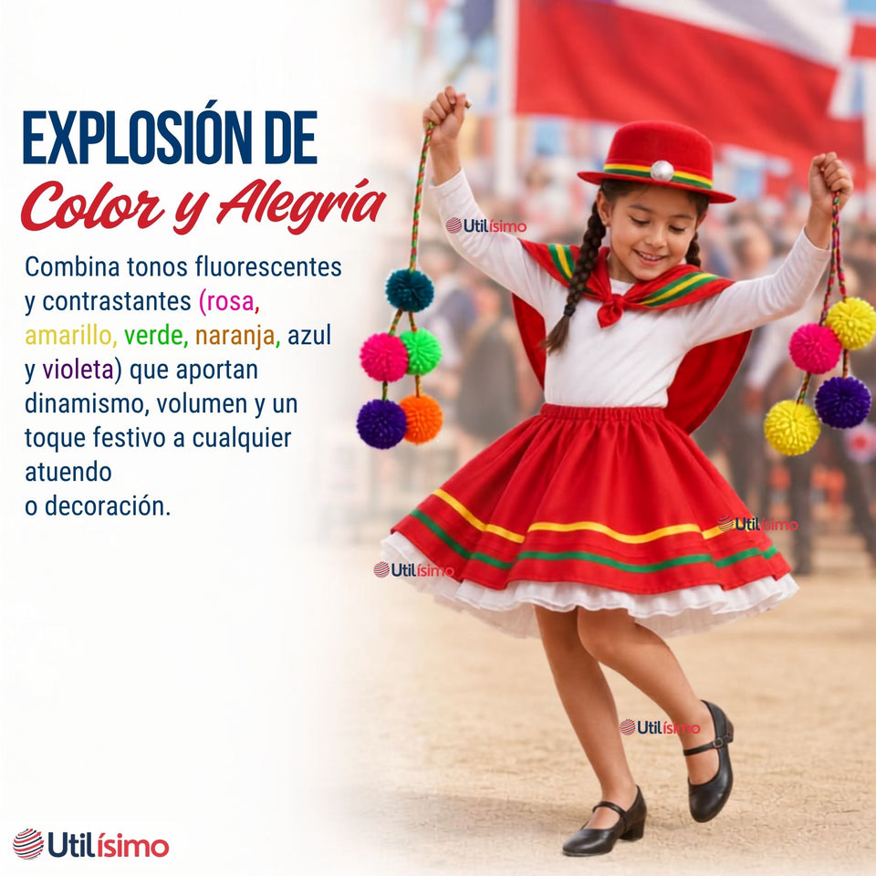 Pom Pom Pompones Nortinos Para Bailes Típicos