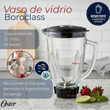 Licuadora Oster® con vaso de vidrio y 6 velocidades más pulso 800 Watts 1,5Litros