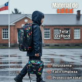 Mochila Escolar Kit Con Estuche y Lonchera 43cm Tela Oxford Dino Niño