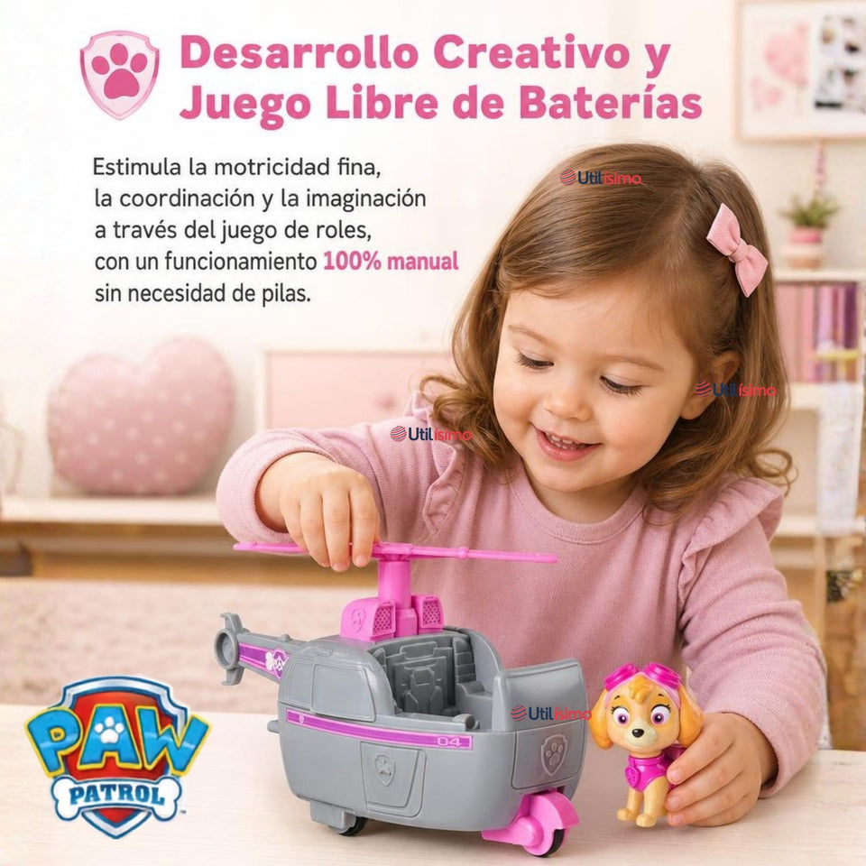 Helicóptero Skye Paw Patrol Con Figura Juguete Niña