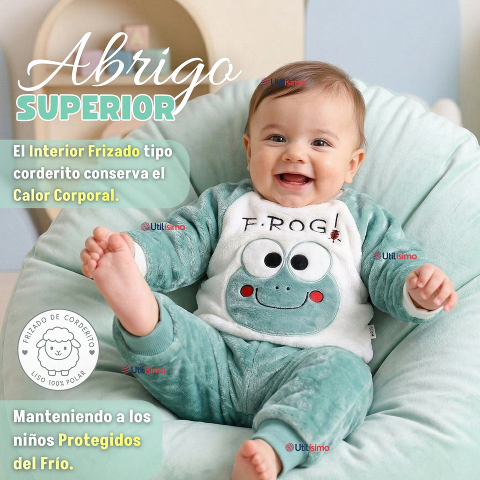 Conjunto Buzo Polerón Frizado Niños Bebes Corderito Liso 2 Piezas