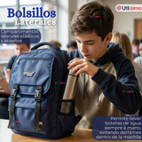 Mochila Escolar Azul Broches Impermeable Poliéster 48cm Niño