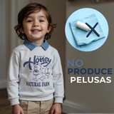 Polerón Estilo Pique Manga Larga Niño 100% Algodón Gris