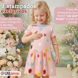 Vestido Manga Corta Estrellas Algodón Niña