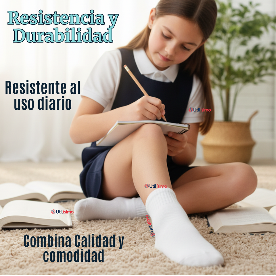 Pack 3 Pares Calcetines Tobilleras Cortos  Algodón Color Blanco Niña y Niño