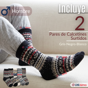 Pack 2 Calcetines Toalla Grueso Hombre Frío Surtidos Invierno