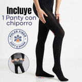 Calza Panty Con Chiporro Mujer Elasticada Negra