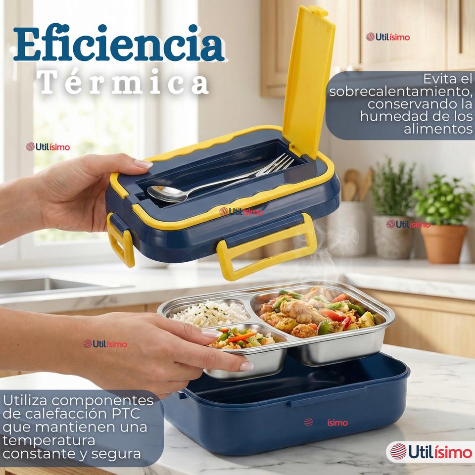 Lonchera Eléctrica Lunchbox Portátil Fiambrera Calentadora 1.5L 40W Coche Oficina