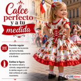 Vestido Chinita Huasa Niña Rojo Floreado Cueca Fiestas Patrias