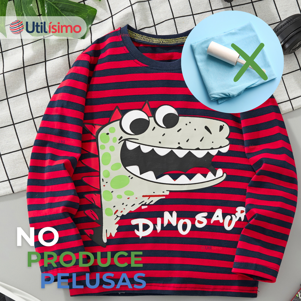 Polera Manga Larga Niño 100% Algodón Dinosaurio Rojo Camiseta