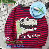 Polera Manga Larga Niño 100% Algodón Dinosaurio Rojo Camiseta