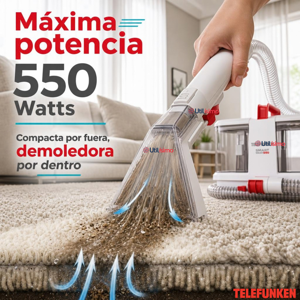 Aspiradora Limpia Tapiz Telefunken Smart Wash 550W Blanco