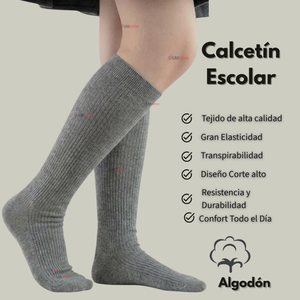 Calcetín Escolar Largo Algodón Gris Niñas