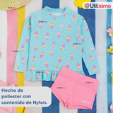 Traje De Baño Manga Larga y Pantalón Corto 2 Piezas Niña de 2 a 7 años Sweet Ice Creams