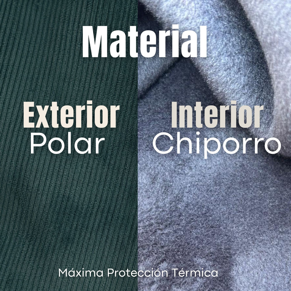 Pantalón Cotelé Palazzo Polar Con Chiporro Elasticado Térmico Verde Oscuro