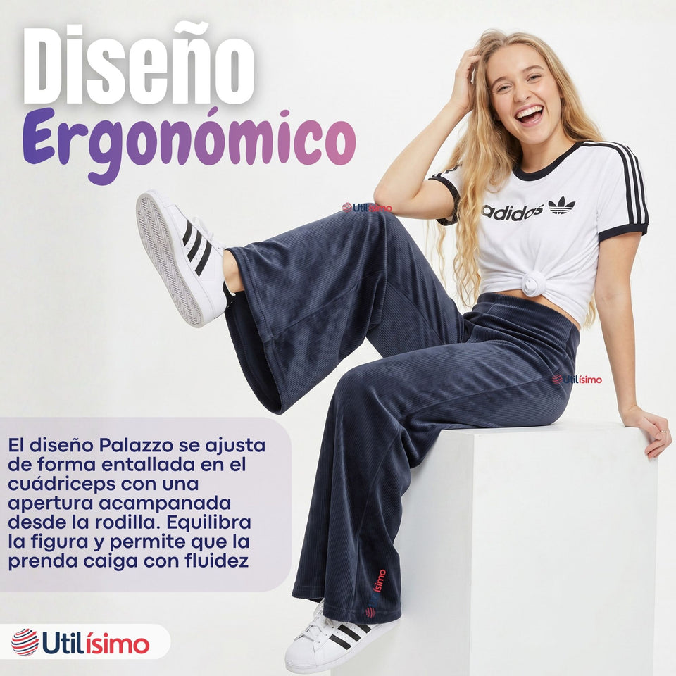 Calza Palazzo Polar Con Chiporro  Niña Juvenil Elasticada Térmica Navy Blue