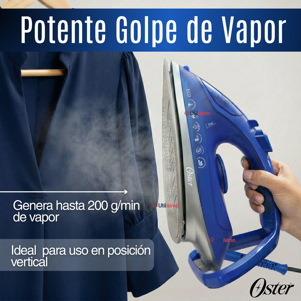 Plancha de vapor Oster®, AeroGlide Max S7800, azul claro, GCSTAC7801-052  Apagado Automático