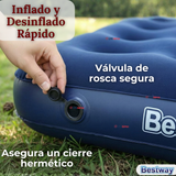 Colchón Inflable 2 Plazas Camping Más Inflador Y Dos Almohadas Bestway