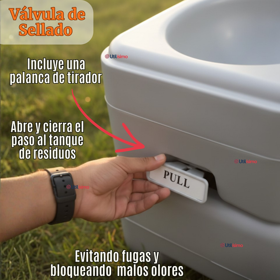 Baño Inodoro Químico Portátil Camping 20 Litros Reutilizable