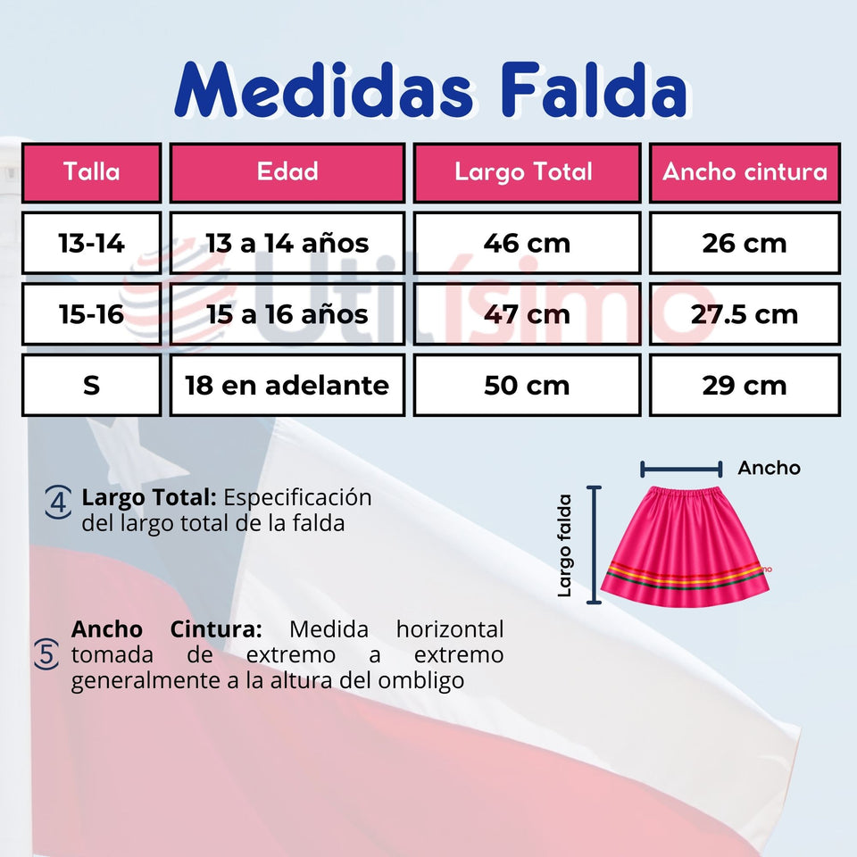 Pack 3 Trajes Nortinos Juvenil Con Poleras 4 Piezas Fucsia Baile Típico Fiestas Patrias