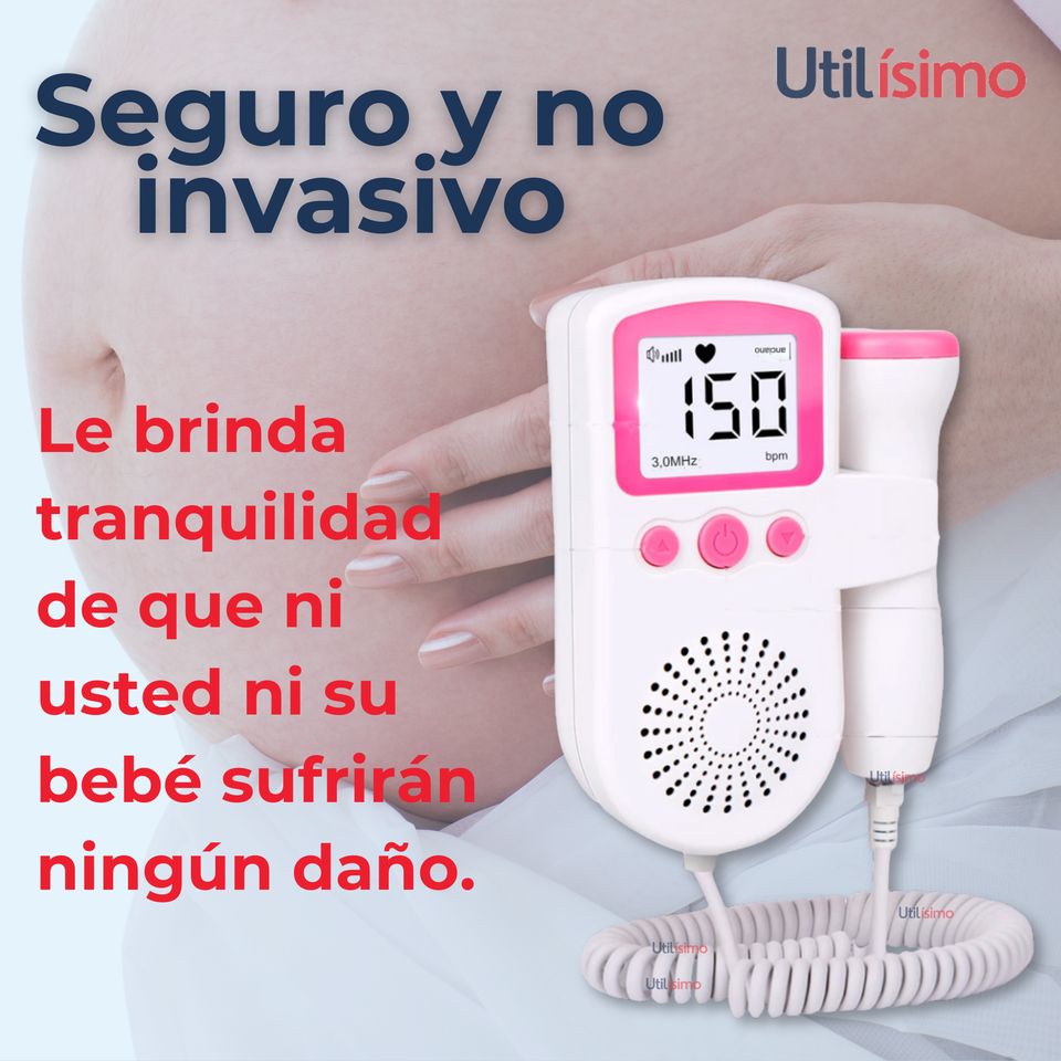 Monitor Fetal Doppler Latidos Fetales Corazón Bebé Blanco Rosa