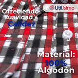Camisa Huaso Cuadrillé Cuadro Manga Larga 100% Algodón Negro Rojo Casual