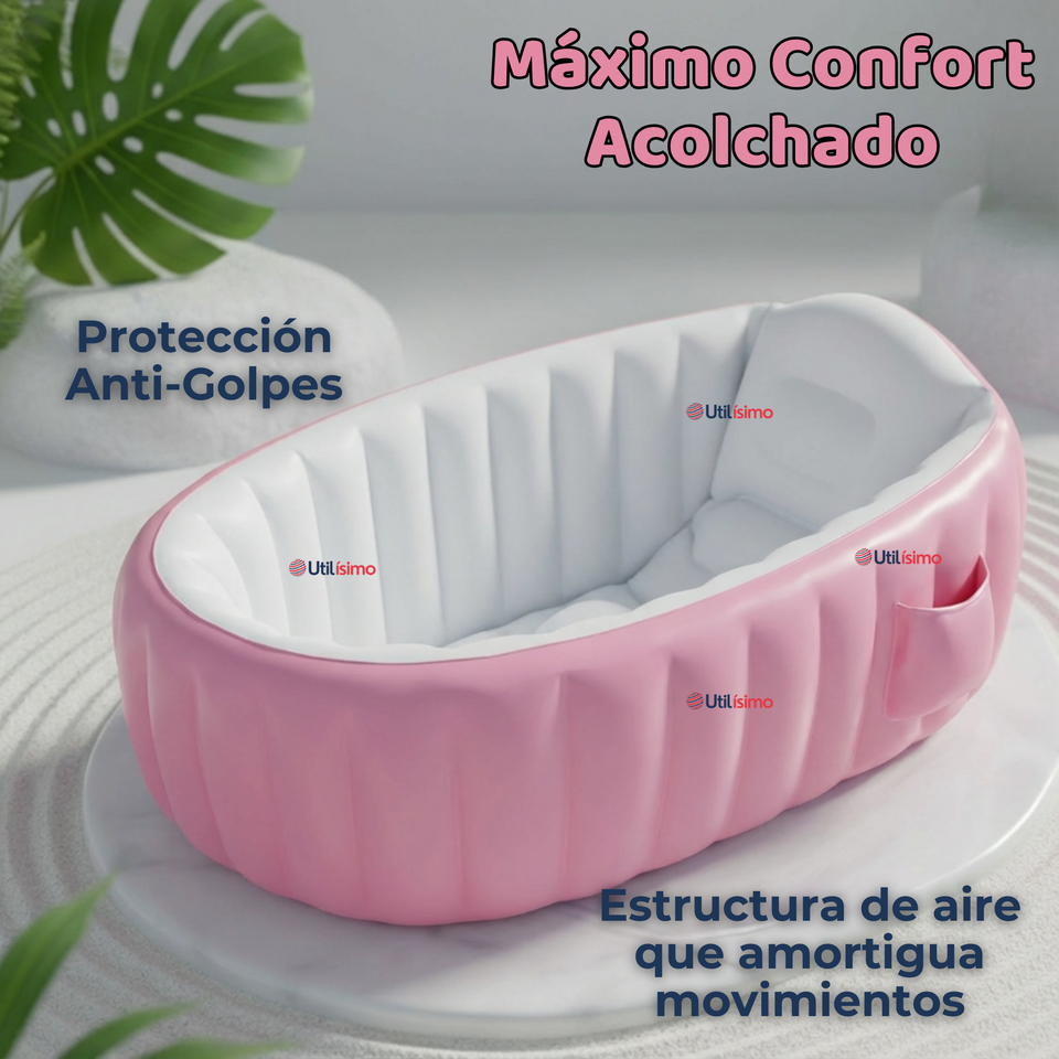 Bañera Inflable Plegable Portátil Para Bebés Con Bomba Aire Niña Rosado