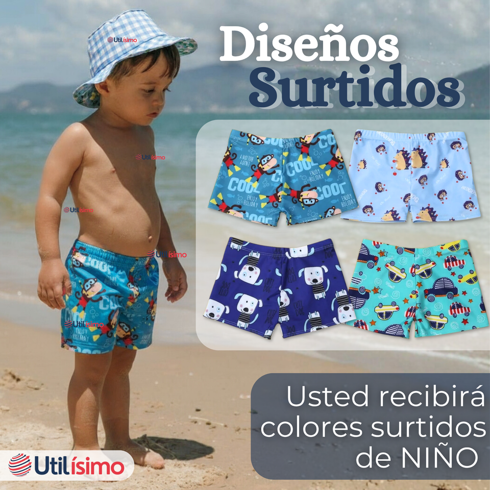 Short De Playa Para Niños Traje De Baño Pantalón Corto Diseños Surtidos