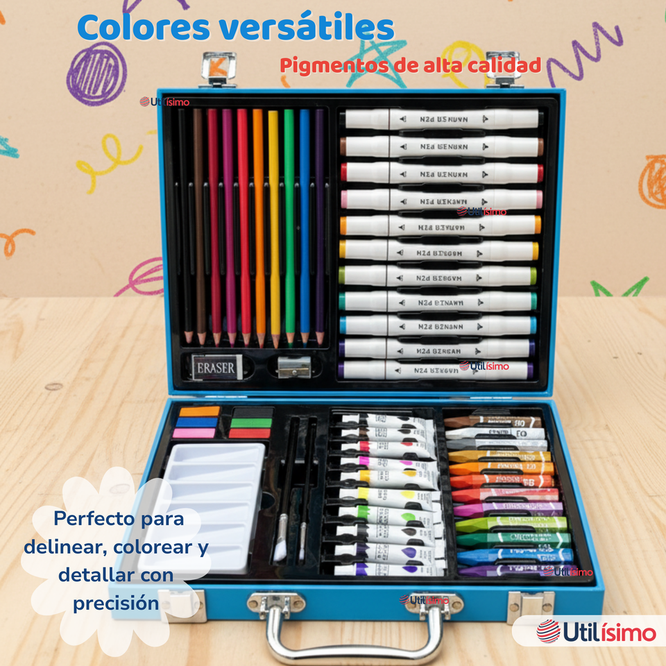Maletín Set De Arte 53 Piezas Estuche Para Dibujar Y Pintar Niño Astronauta