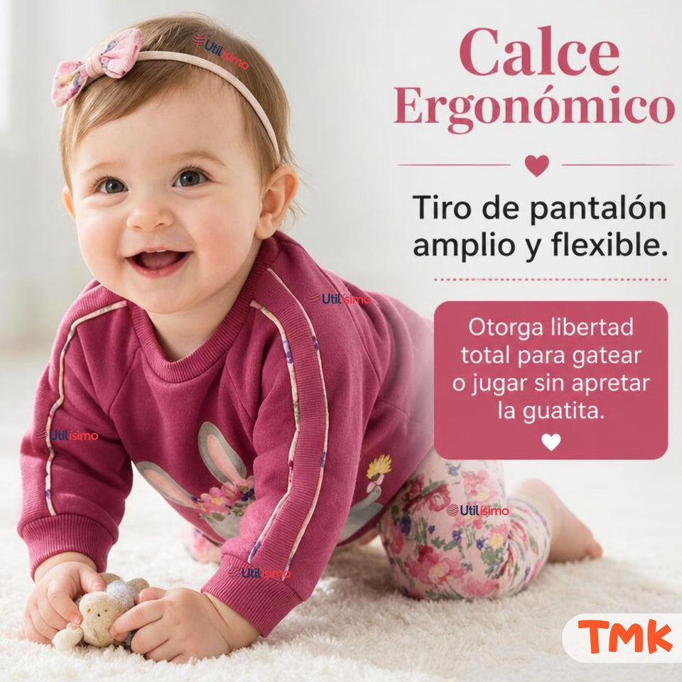 Conjunto 2 Piezas Polerón y Buzo 100% Algodón Tedmimak Bebé Niña Lovely