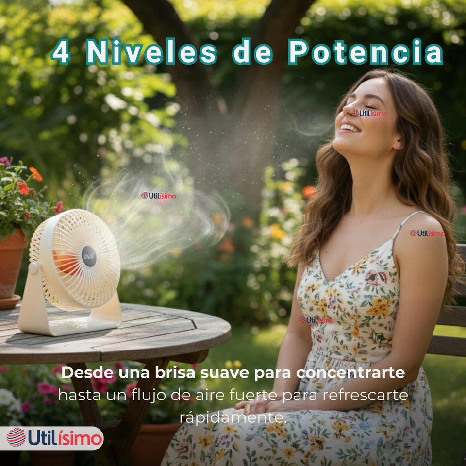 Mini Ventilador De Mesa Beige Silencioso Portátil Recargable USB