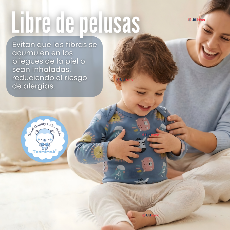 Pack 5 Bodys Manga Larga 100% Algodón Bebé Niño Friendly Safari