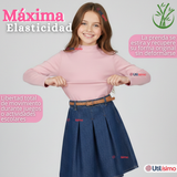 Pack 3 Poleras Camisetas Bambú Cuello Beatle Primera Capa Rosado Claro Manga Larga Niña