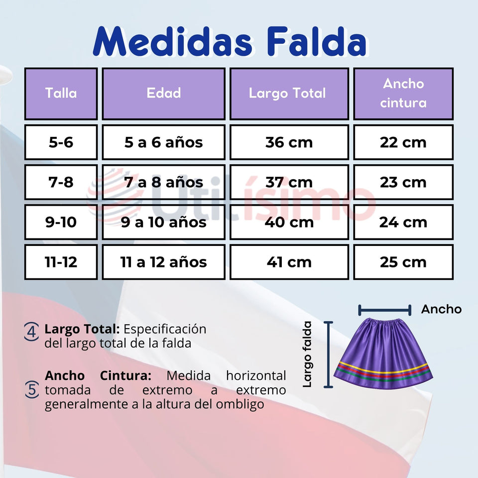 Pack 3 Trajes Nortinos Niña Morado 4 Piezas Con Poleras Baile Típico Fiestas Patrias
