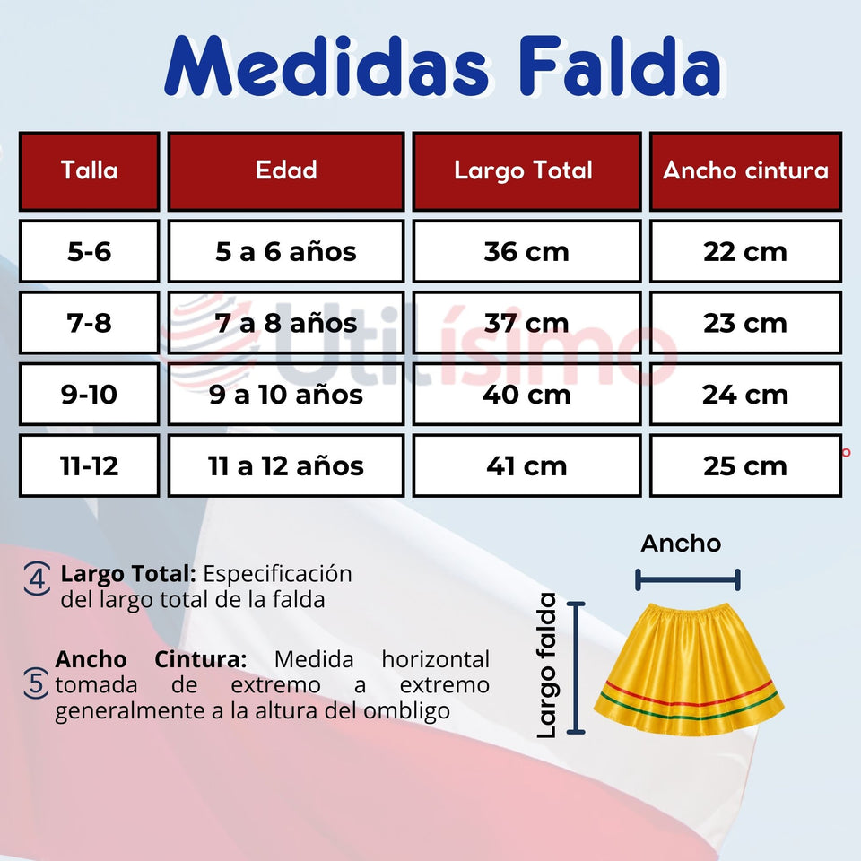 Pack 3 Trajes Nortinos Niña Amarillo 4 Piezas Con Poleras Baile Típico Fiestas Patrias