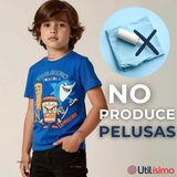Polera Brainrots 100% Algodón Manga Corta Niño Tralalero Azul