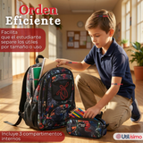 Mochila Escolar Con Estuche 43cm Tela Oxford Impermeable Niño