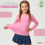 Camiseta Polera Bambú Cuello Redondo Rosado Oscuro Primera Capa Manga Larga Niña