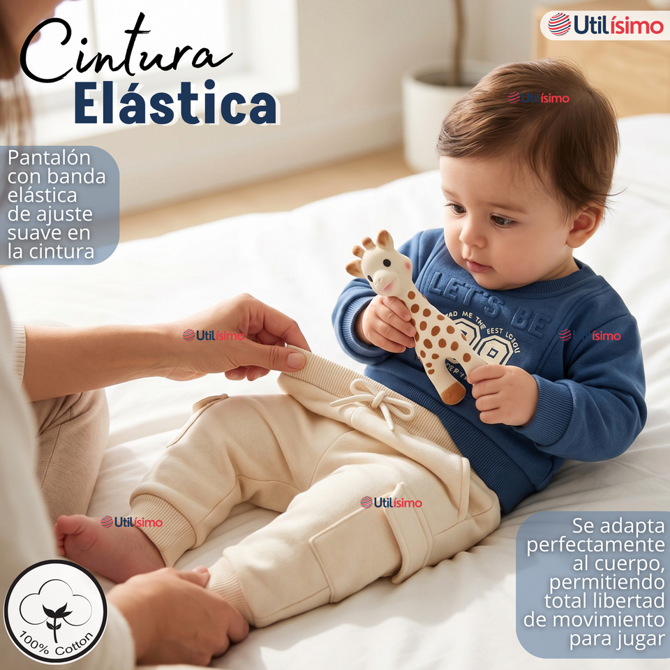 Conjunto 2 Piezas Buzo Pantalón Y Polerón De Algodón Azul Bebé Niño