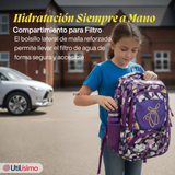 Mochila Escolar Bolso Con Estuche 43Cm Tela Oxford Niña Beautiful Flowers