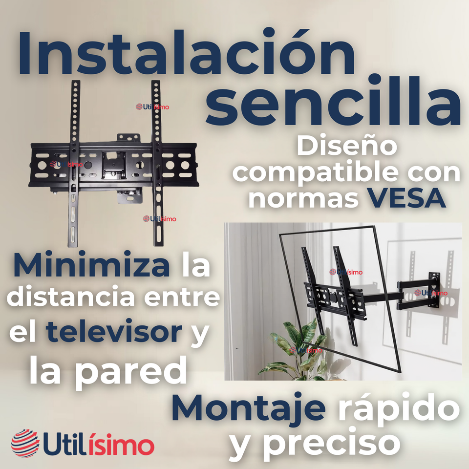 Soporte TV Pared Ajustable 35Kg 26 a 55 Pulgadas 26 27 28 29 30 32 37 39 40 42 43 46 47 48 49 50 55