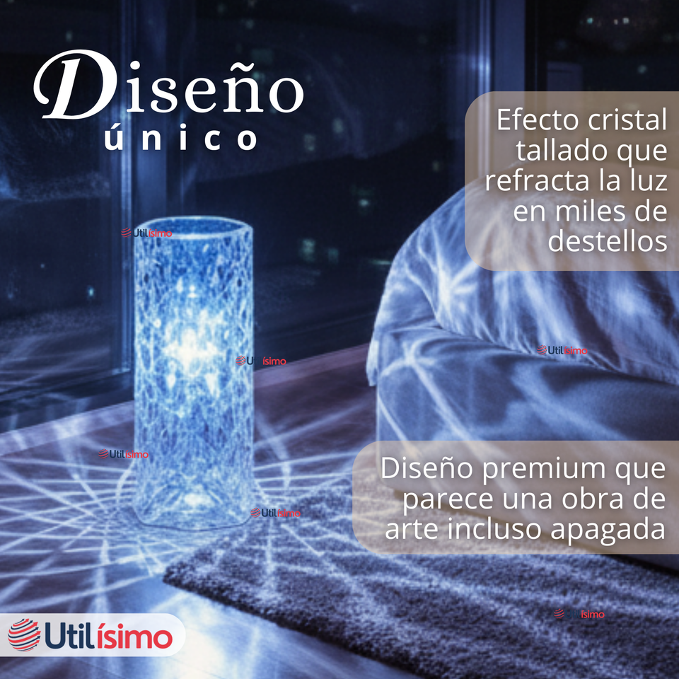 Lámpara Cristal Táctil USB Transparente Para Mesa