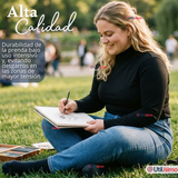 Camiseta Polera Polar Primera Capa Cuello Beatle  Manga Larga Blanco Negro Mujer